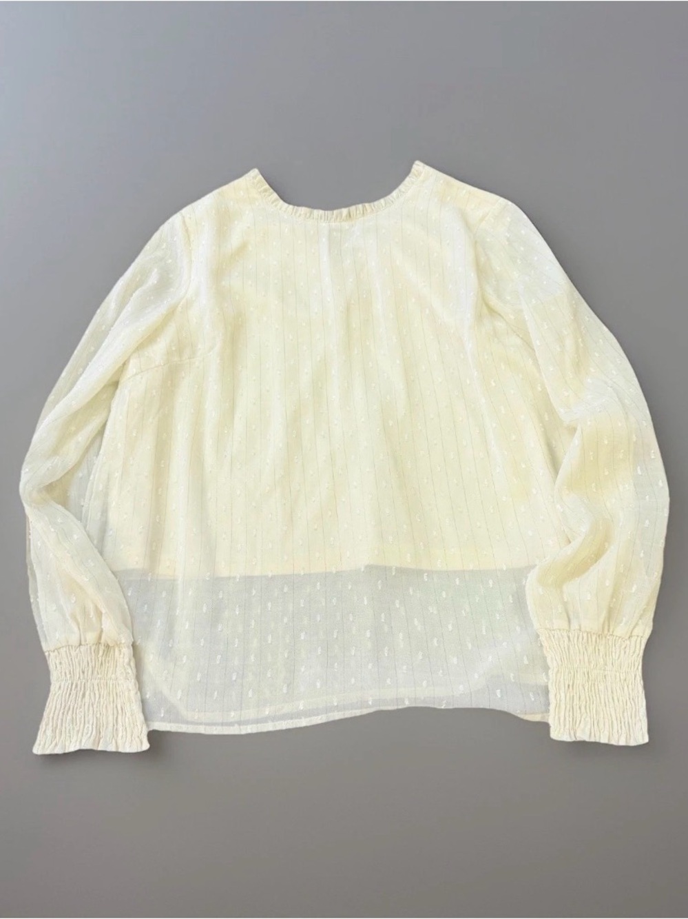 ANDREE BY UNIT Cream Sheer Swiss-Dot Long Sleeve Blouse